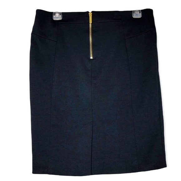 michael MICHAEL KORS - Navy Blue Pencil Skirt with Gold Zippers - Size 8 - Picture 2 of 4